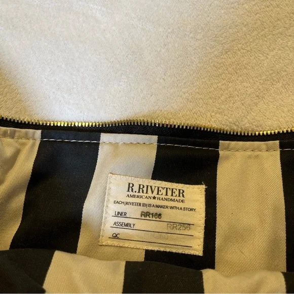 R. Riveter Navy Blue Carry All Canvas Leather Tote Bag Purse - Picture 7 of 9